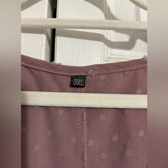 Women's Plus Dusty Rose Solid Swiss Dot Short Sleeve V Neck Smock Dress Size 3XL - Picture 9 of 11